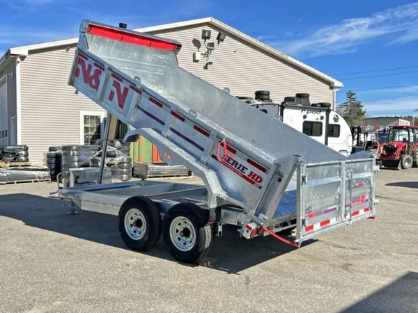 2024 N&N Trailers 7×14 14K Galvanized Hydraulic Dump w/Ramps, 2-Way Spreader Gate, Tarp Kit