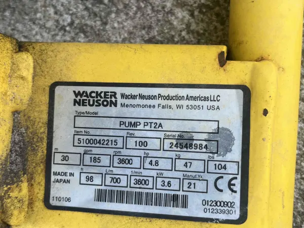 2020 Wacker Neuson PT 2A