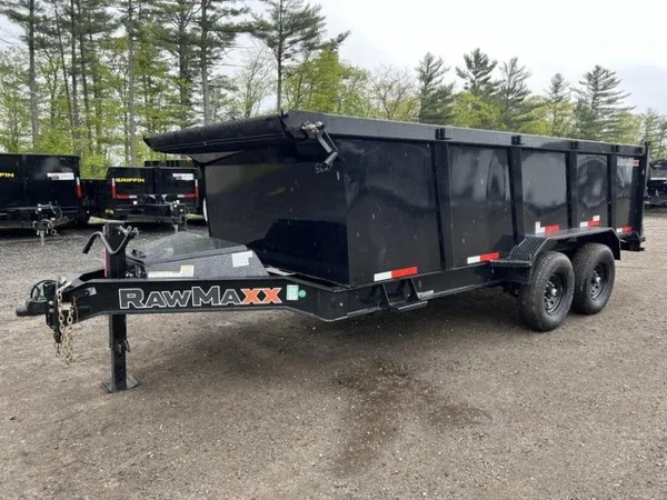2024 RawMaxx Trailers 7X16 14K Powder Coated Dump w/ Tarp Kit