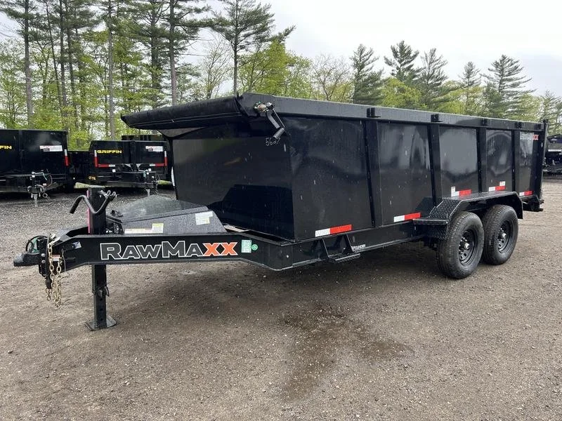 2024 RawMaxx Trailers 7X16 14K Powder Coated Dump w/ Tarp Kit