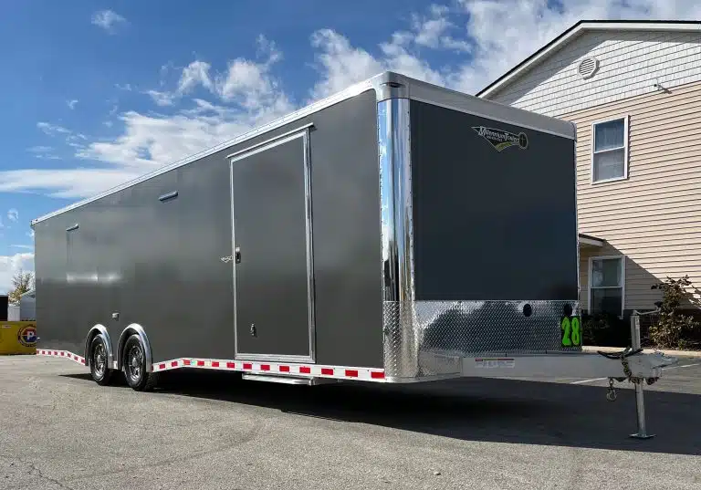 Enclosed Car Hauler 2026 28ft. Aluminum Extreme w/6K Torsion Spread Axles, Finished Interior w/Cabinets & Alum. Wheels 0594