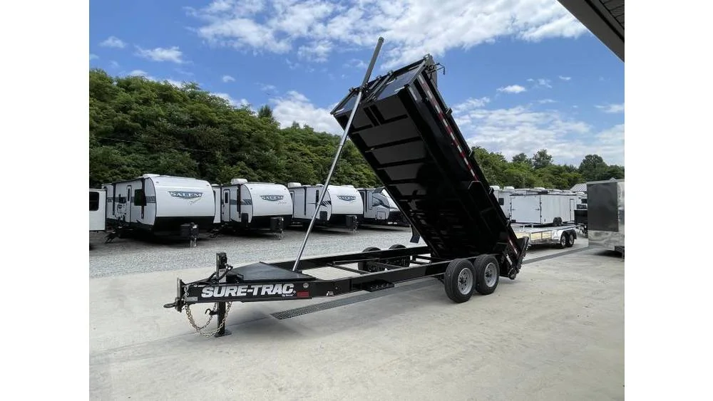2025 Sure-Trac 7ft x 16ft Telescopic Dump Trailer - 15,400 lb GVWR - front view